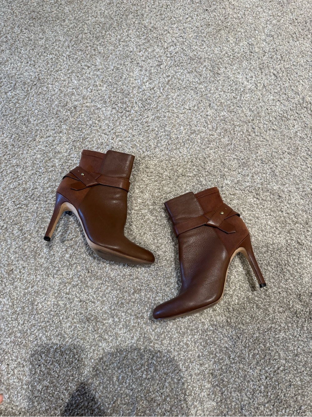 Women's Brown Faux Leather High-Heel Ankle Boots